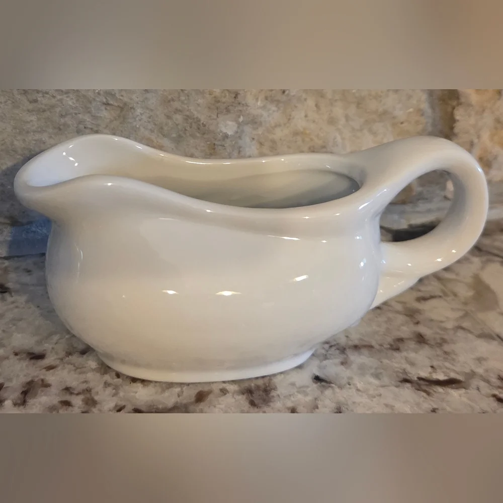 Pier 1 Ceramic Small Individual Size Gravy Boat Creamer White Porcelain 4 oz.